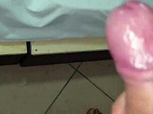 the babe says, 'want to see me tear jeans and jerk this huge cock?'