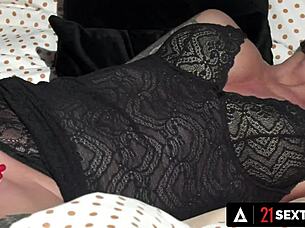 naughty sexy granny gets pussy eaten by teen mia evans in lesbian muff diving