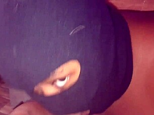 chubby bbw gives deepthroat blowjob under table cum on tits