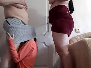 I lick my pregnant girlfriends' pussies in turns.