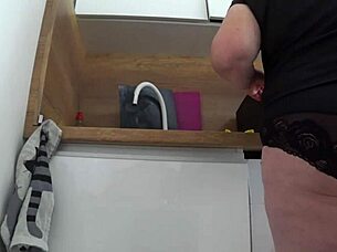 i put a hidden camera to spy on my mature chubby wife in panties