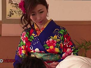 seductive kimono milf ayumi shinoda gives bj and more 😘