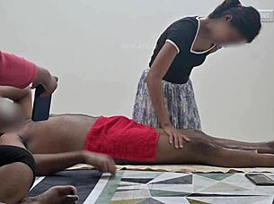 Happy Ending Massage In Front Of Step Sister