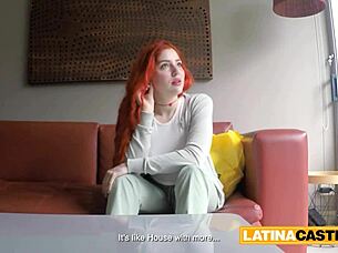 big tits redhead latina babe gets dominated by fake agent's big white cock