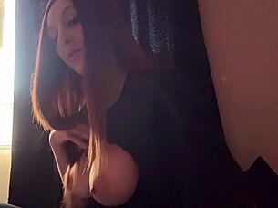 italian milf with long hair shows big juicy tits bouncing