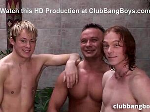 Twinks enjoy being watched in horny threesome by the pool!