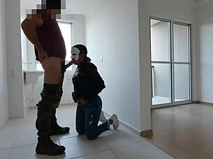 A woman views an apartment and encounters the agent