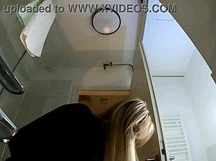 Hot Blonde Babe Strips In Bathroom