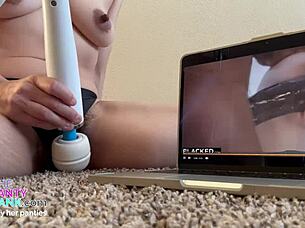 Horny Asian cums fantasizing about huge black cock