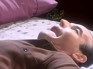 Summer Storm, sexy blonde milf, engages in intimate bed scene