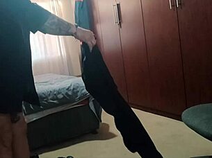 my stepdad and his friend fucked me at once, cum on my ass