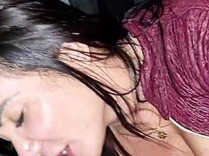 Sucked friend's big cock in car, so juicy 😋