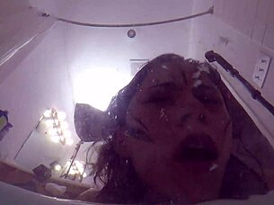 Skinny asian slut candy cruise gags on penis in bathtub pov