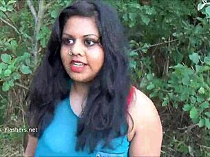 Hey, check out Indian amateur Kiki flashing and playing outdoors with a banana!