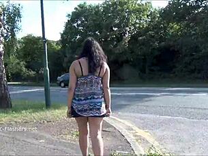 Hey, check out Indian amateur Kiki flashing and playing outdoors with a banana!