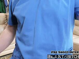 Solana moans intensely as she gets fucked hard twice, her pussy blasted with a huge creampie.