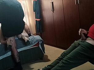 my stepdad and his friend fucked me at once, cum on my ass