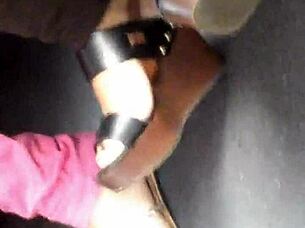 Mature Feet In Candid Wedges And Sandals