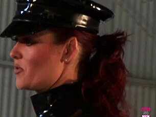 sexy police officer in latex bangs stunning chick with big breasts.