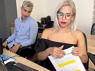 Milan Rodriguez Fucks Co-Worker In Office, Cums On Glasses.