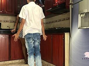 Horny latina savannah watson has sex in kitchen before doctor's appointment