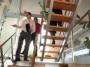 He shares the blonde in an anal foursome to get a house discount