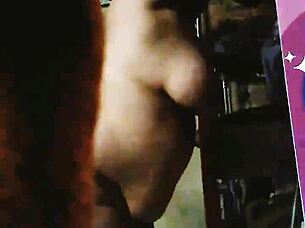 Bound bbw wife in front of window