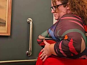 horny bbw secretary flashing tits and panties at work