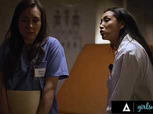 doctor vicki chase says, 'lick my pussy to keep quiet, nurse sinn sage'