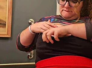 horny bbw secretary flashing tits and panties at work