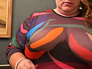 horny bbw secretary flashing tits and panties at work