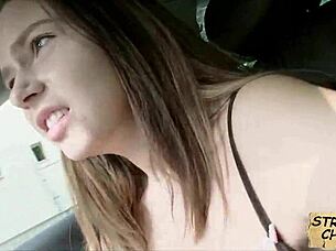 stranded teen babe fucks for ride home