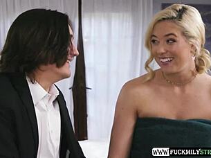 Stepfamily Devours Girlfriend's Pussy Together