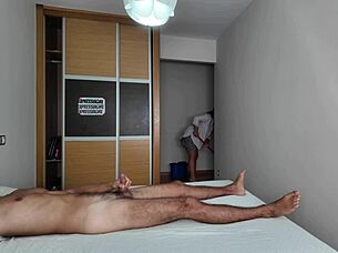 I Jerk Off in Front of Hotel Cleaning Lady Outdoors! 😅