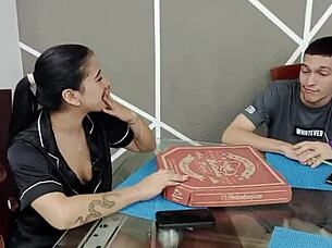 The stepbrother can't resist his stepsister's advances and they engage in a full story of intimacy