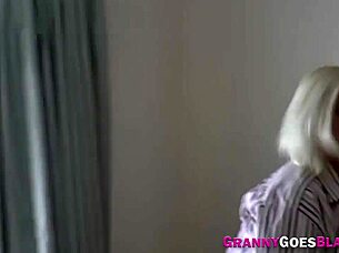 Fat granny intensely gives head to black man in hardcore interracial scene