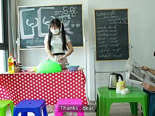 asian girl gets hardcore fuck in her store