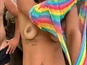 African Exhibitionists Flash Big Pussy at Secret Beach