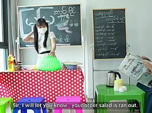 asian girl gets hardcore fuck in her store