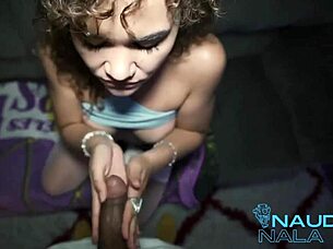 First impression handjobs featuring pornstar with curly hair, natural tits, and dirty talk