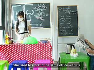 asian girl gets hardcore fuck in her store