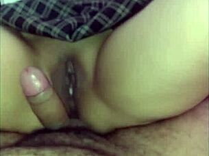 Naughty teen rides director's cock in school.