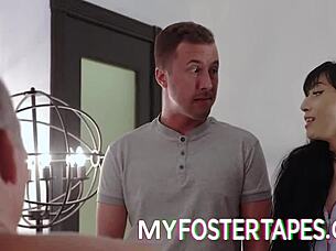 Becky Bandini welcomes Judy Jolie, but Judy sneaks with step brother for blowjob and riding