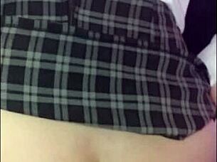 Naughty teen rides director's cock in school.