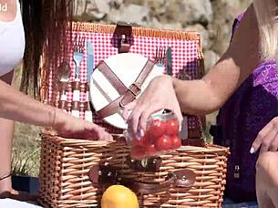 Picnic Perfection Part 1 Lesbian Babes Share Strap On Countryside