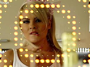 Beautiful housewife prepares in the kitchen