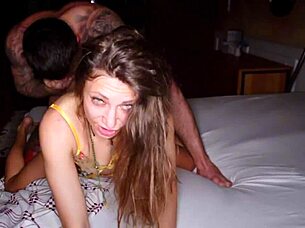 gangbang to our stepsister with 3 normal cocks