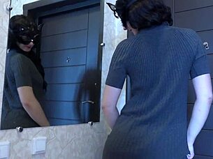 golden shower in panties, lots of urine from cute amateur's juicy ass and pink pussy