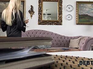 blue-eyed blonde housewife pays debt with cock sucking and riding