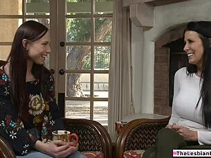 Brunette teen licks pussy of big tits lesbian faculty member